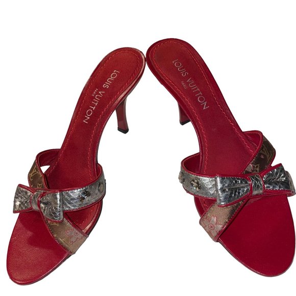 Louis Vuitton Takashi Murakami Monogram Cherry Blossom Logo Heel Sandals Shoes - Picture 2 of 12
